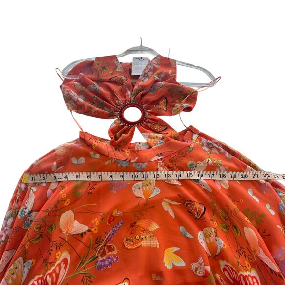 NWT My Beachy Side Begonia Flowy Cut-Out Floral Orange Maxi Dress Ring Small S - Picture 16 of 16